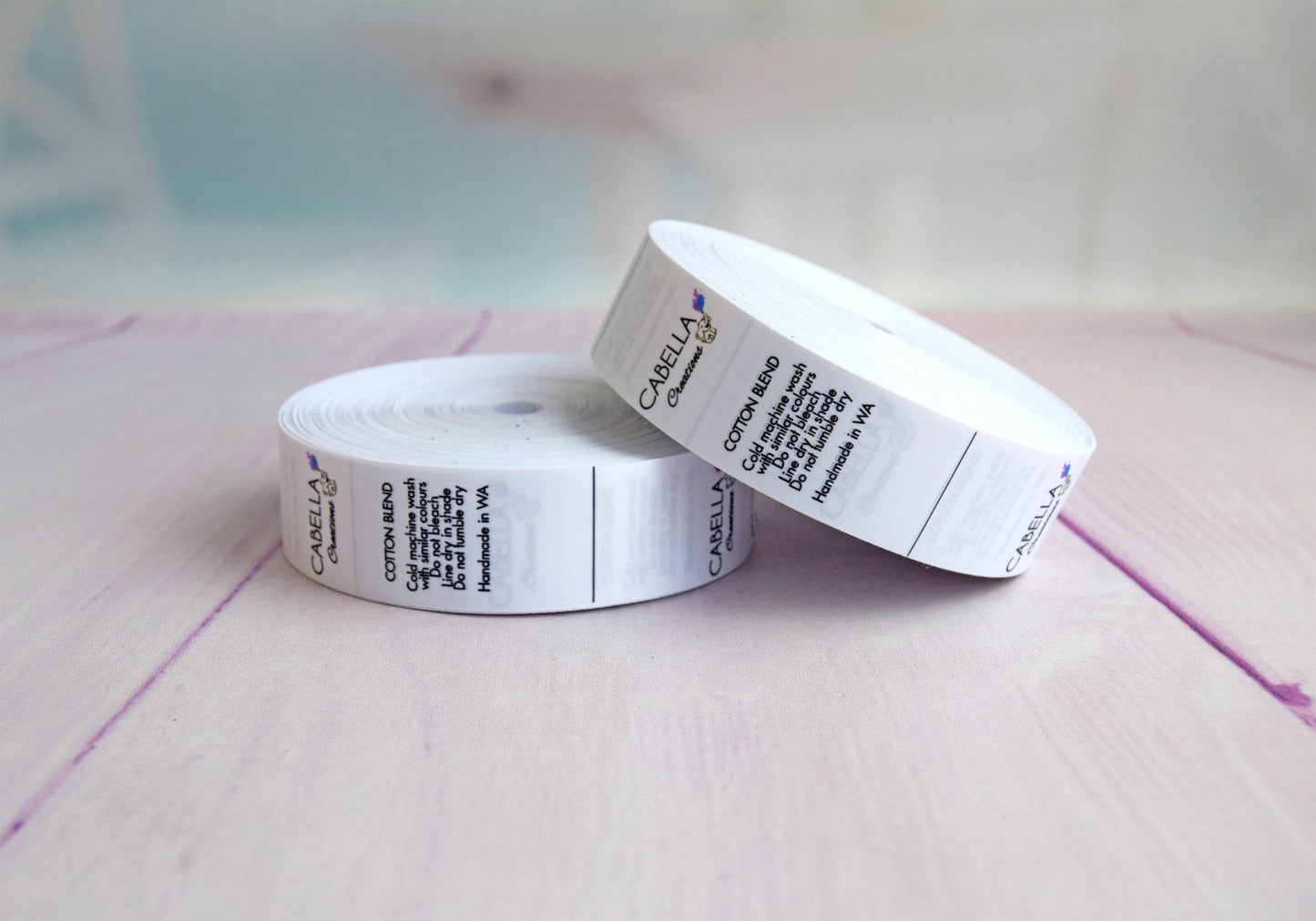 1 meter Custom clothing labels white satin fabric labels printed with your own logo text with care label symbols provided