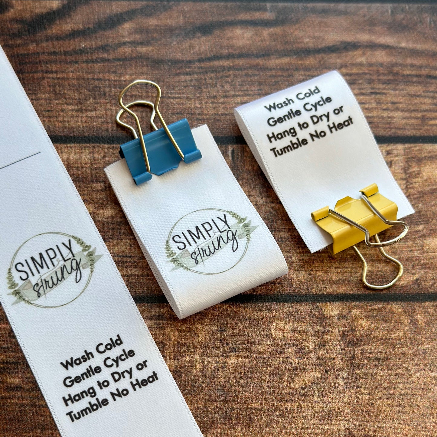 Custom clothing labels white satin fabric labels printed with your own logo text with care label symbols provided