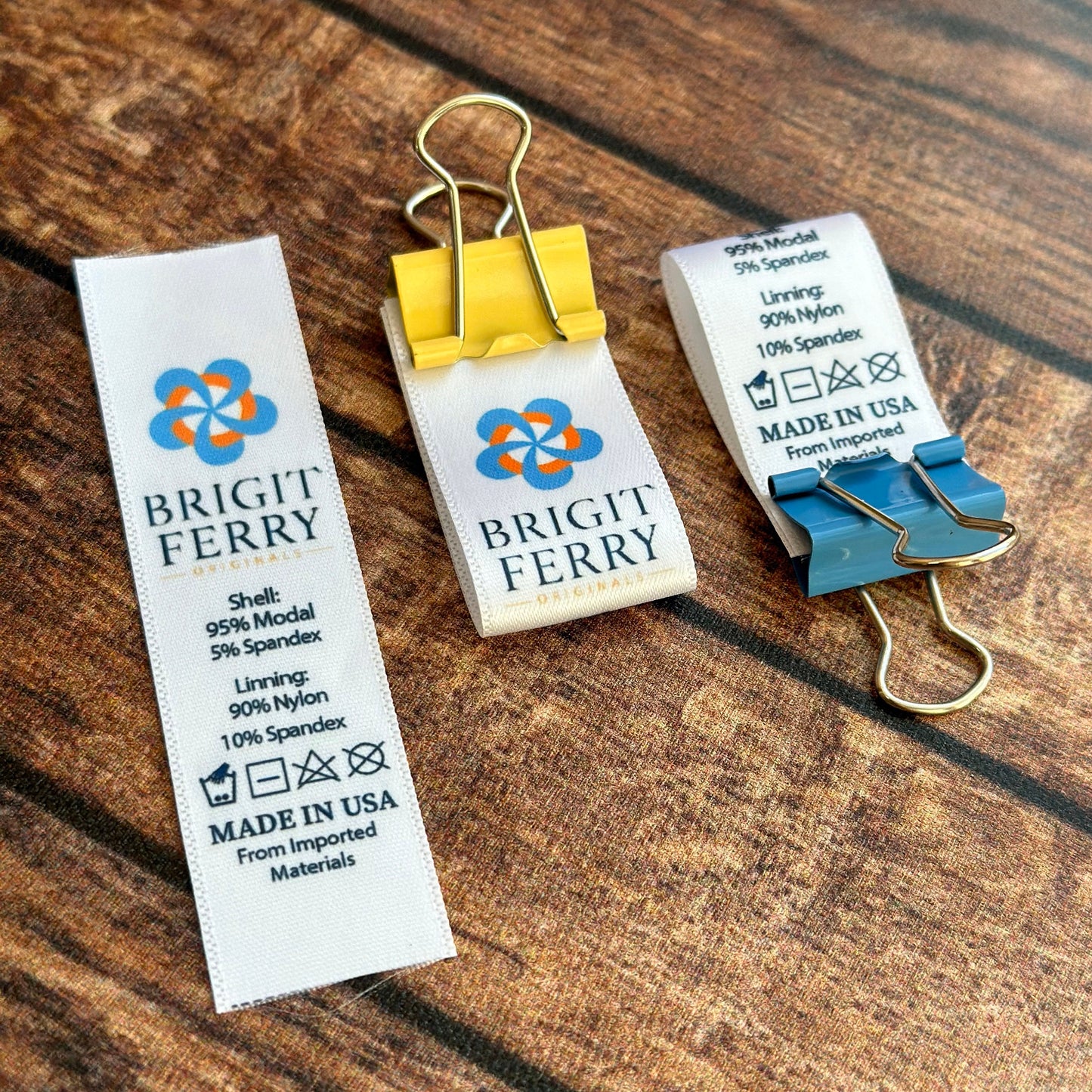 Custom clothing labels white satin fabric labels printed with your own logo text with care label symbols provided