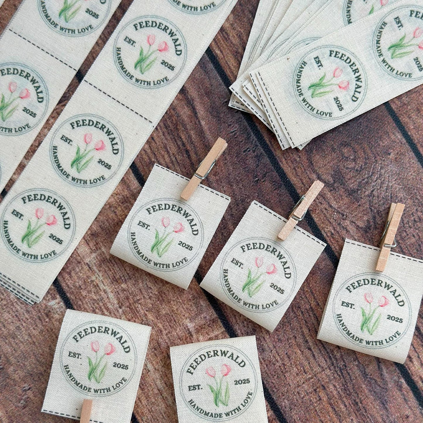 FOLD OVER cotton fabric labels, custom labels, personalized label, sew on label, crochet label, knitting label