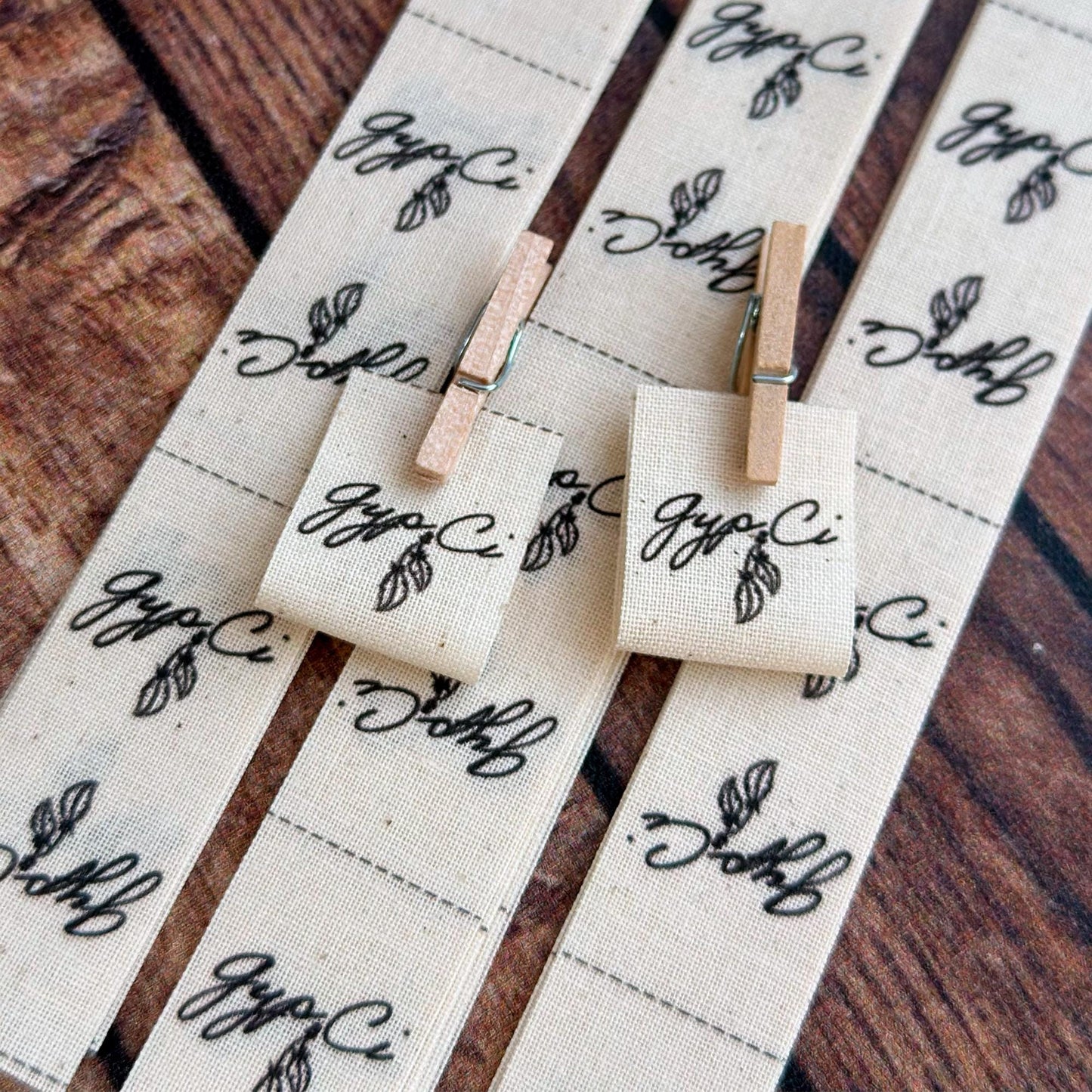 FOLD OVER cotton fabric labels, custom labels, personalized label, sew on label, crochet label, knitting label