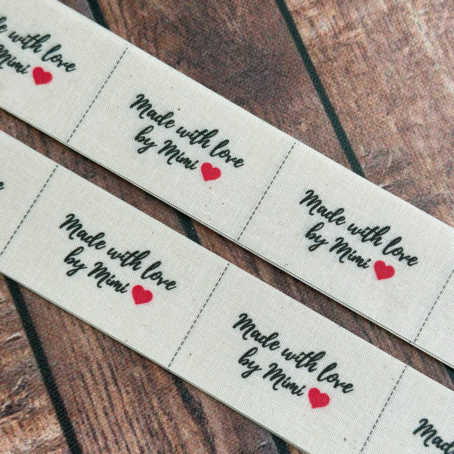 FOLD OVER cotton fabric labels, custom labels, personalized label, sew on label, crochet label, knitting label