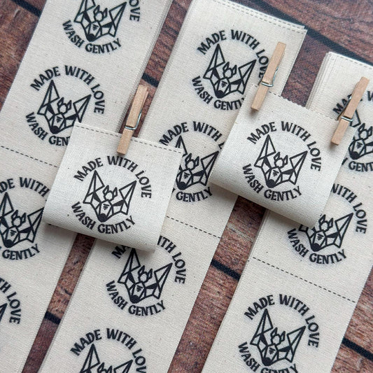 Fold Over Labels - Custom Clothing Labels for Handmade Items on Organic Cotton